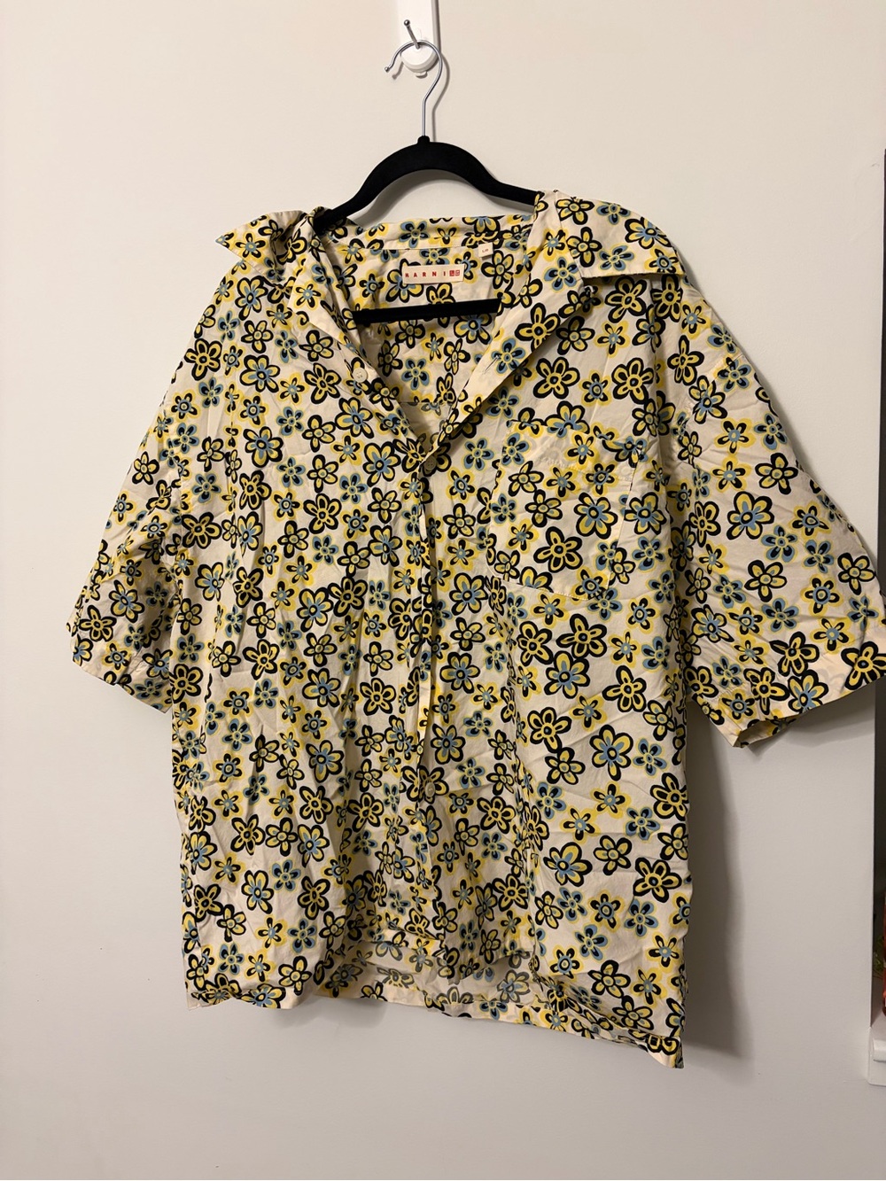 Marni Floral Short-Sleeve Button-Up Shirt - Yellow Floral